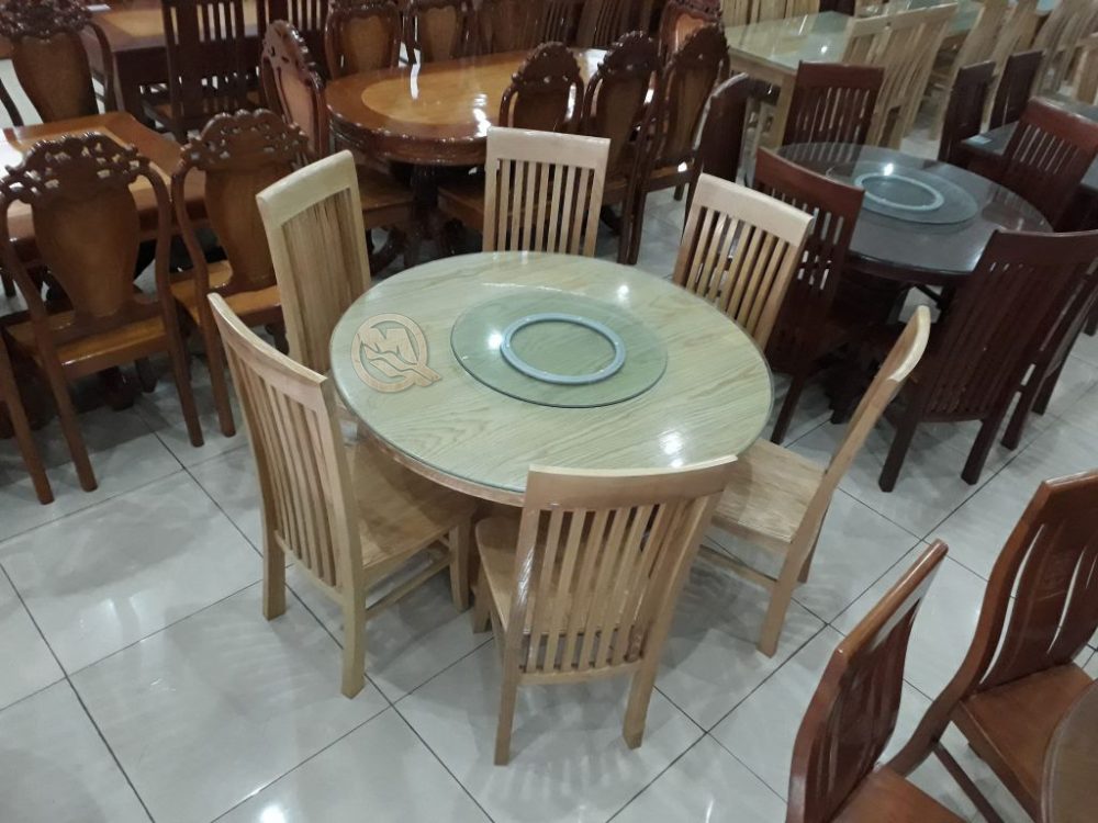 Mẫu bàn ăn tròn bằng gỗ xoay