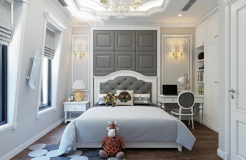 Nội thất phòng ngủ được thiết kế theo phong cách tân cổ điển