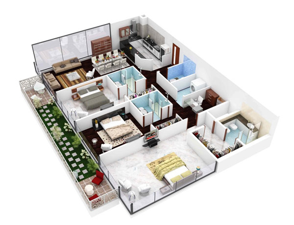 Thiết kế chung cư 3 phòng ngủ đẹp cung màu sắc trang nhã