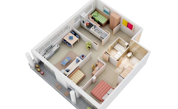 Thiết kế nội thất chung cư 3 phòng ngủ với nội thất đơn giản