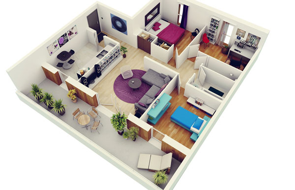 Thiết kế nội thất căn hộ 3 phòng ngủ hiện đại