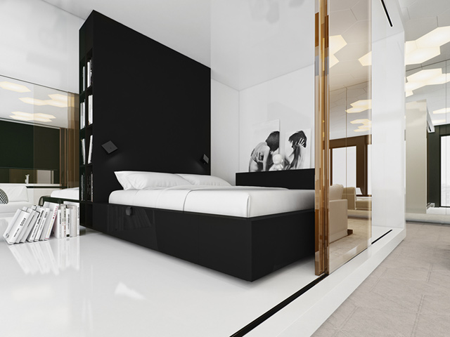 Trang trí phòng ngủ đẹp đơn giản cho nam với 2 màu đen - trắng