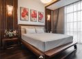 Bộ giường ngủ gỗ óc chó với thiết kế tinh tế