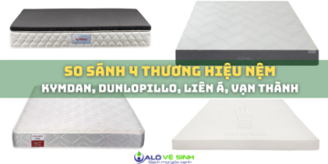 Hình 1- So sánh nệm Kymdan, Dunlopillo, Liên Á, Vạn Thành