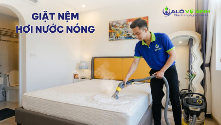 Hình 3- Giặt nệm hơi nước nóng alovesinh